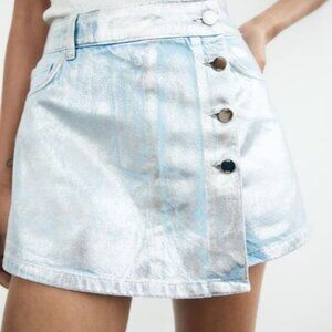 SOLD - Zara Foil Denim Skort
